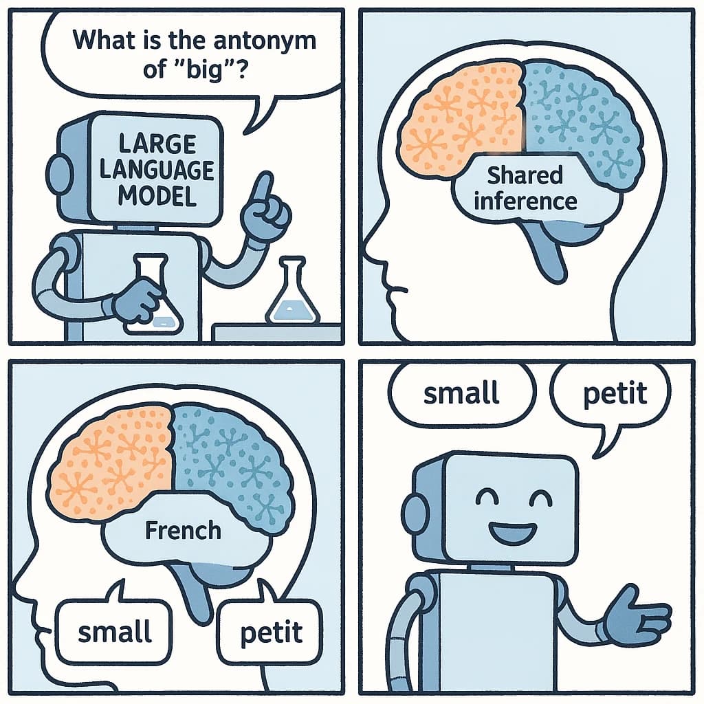 大模型的多语言能力来自哪里？大模型是否有自己的内部语言？在英文数据集上学习到的知识可以用中文表达出来吗？