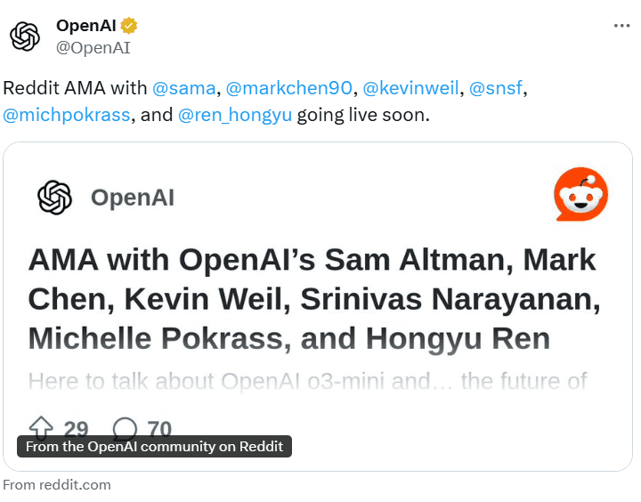 OpenAI 未来计划曝光！Sam Altman 一句话暗示开源 GPT？~Sam在1月31日举办的AMA中问答记录总结