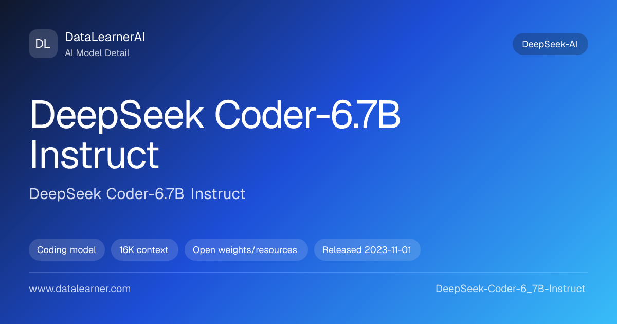 DeepSeek Coder-6.7B Instruct：评测、参数、下载与模型卡 | DataLearnerAI