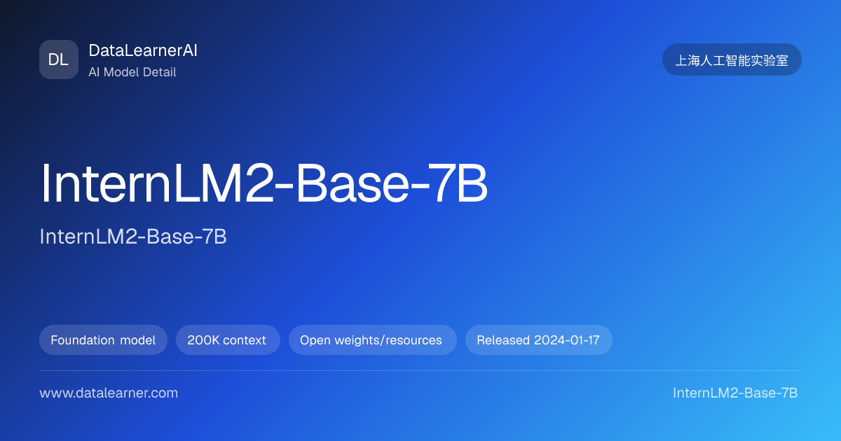 InternLM2-Base-7B：评测、参数、下载与模型卡 | DataLearnerAI
