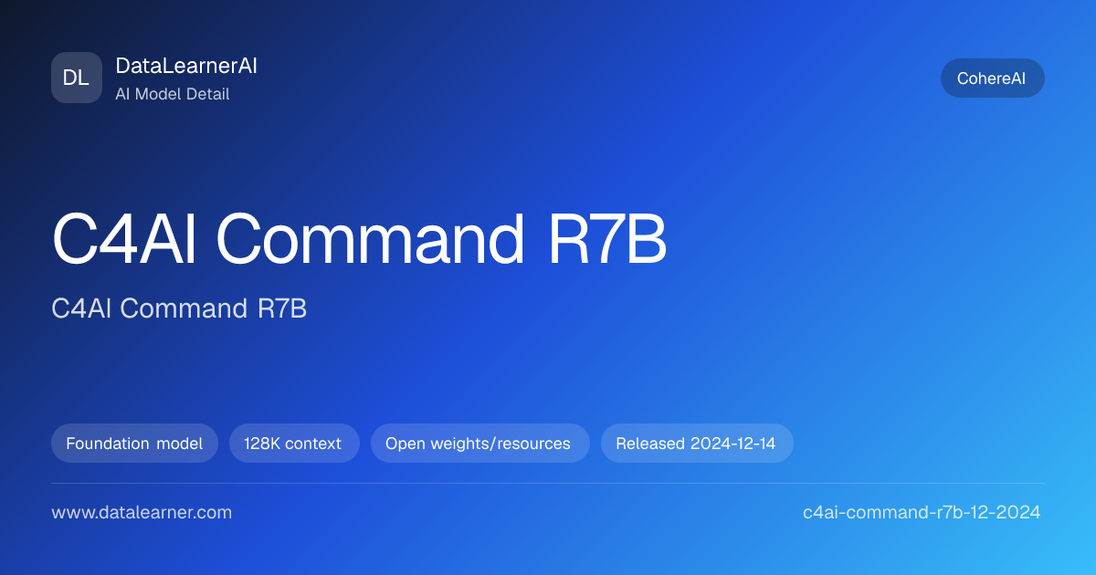C4AI Command R7B：评测、参数、下载与模型卡 | DataLearnerAI
