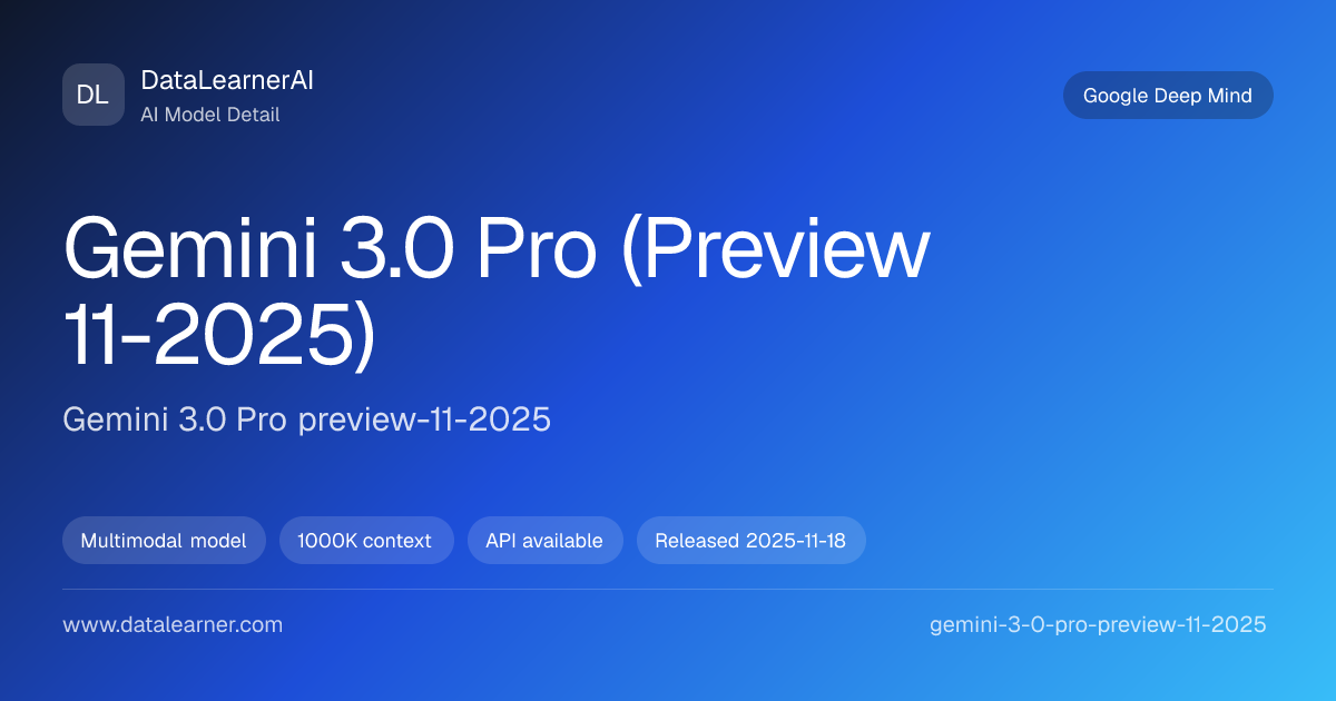 Gemini 3.0 Pro (Preview 11-2025): Specs & Model Details | DataLearnerAI