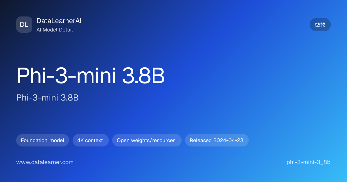 Phi-3-mini 3.8B：评测、参数、下载与模型卡 | DataLearnerAI