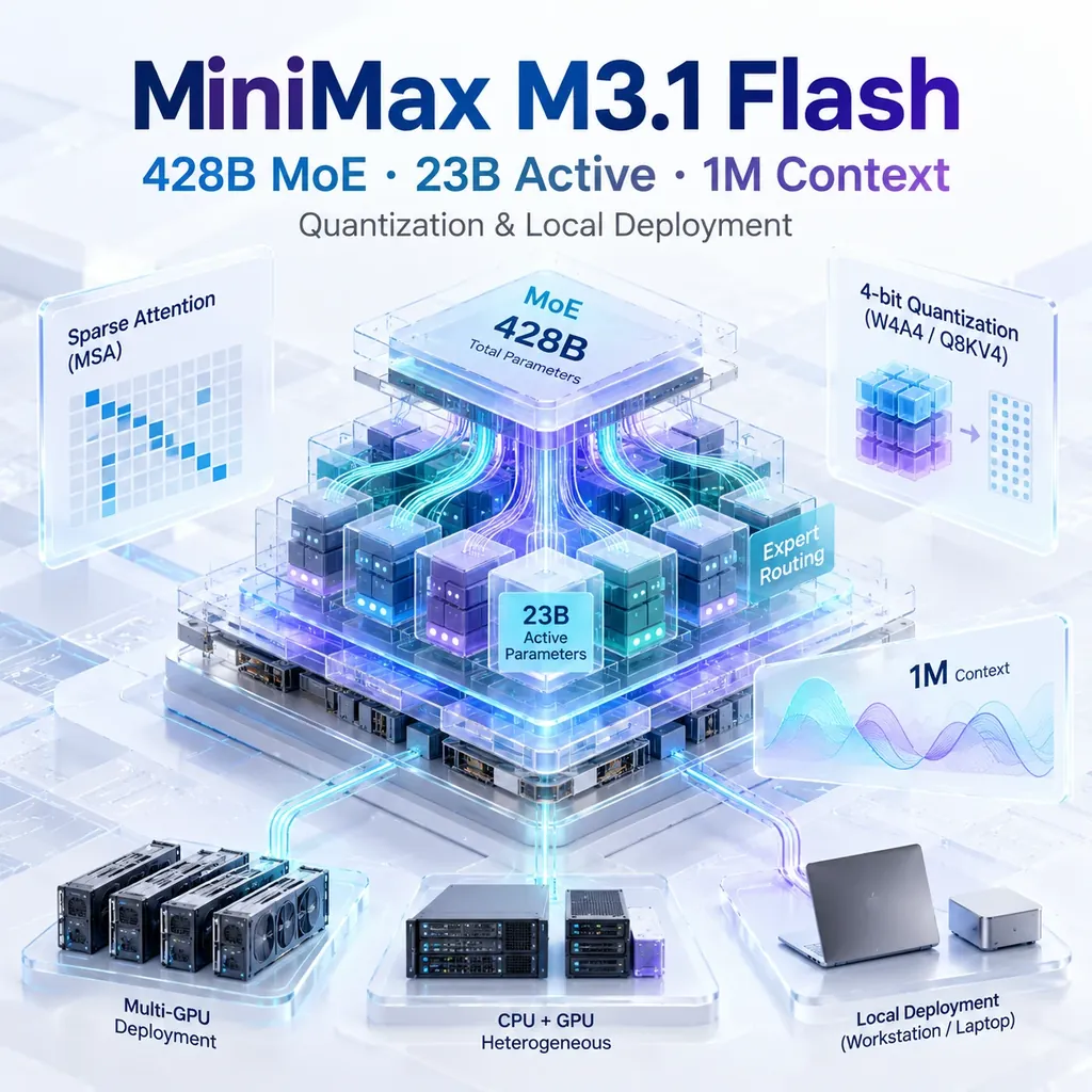 MiniMax M3.1 Flash 开放权重解析:428B MoE 的量化架构、显存需求与本地部署可行性指南