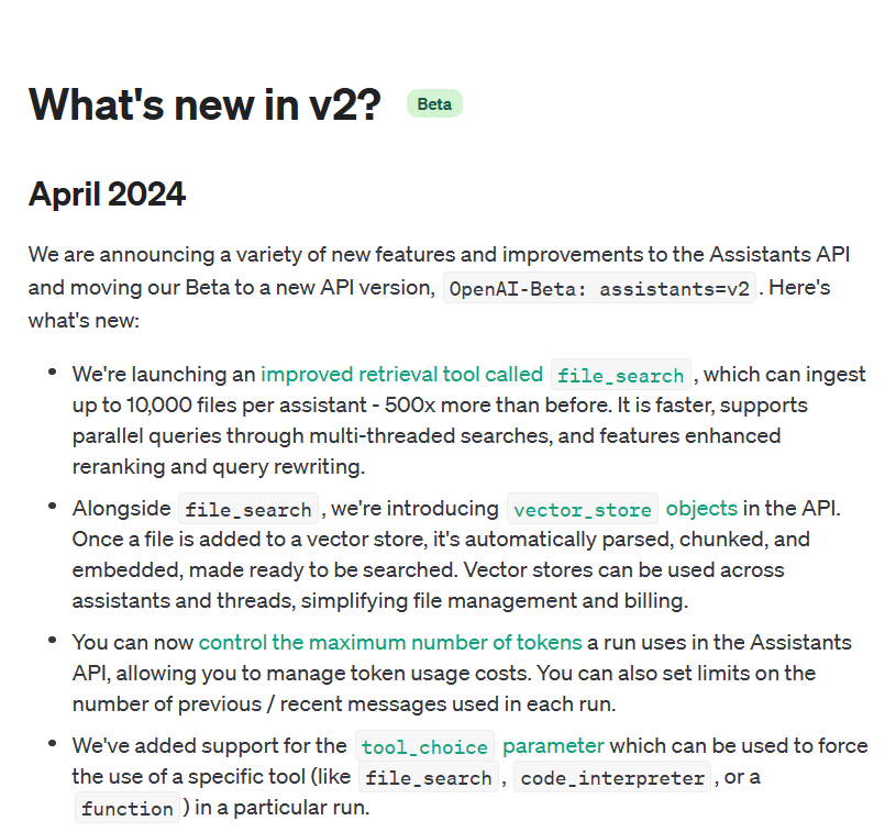 OpenAI更新新版的Assistant API接口到Assistant API v2版本，现在你可以让GPT-4同时搜索1万个文件