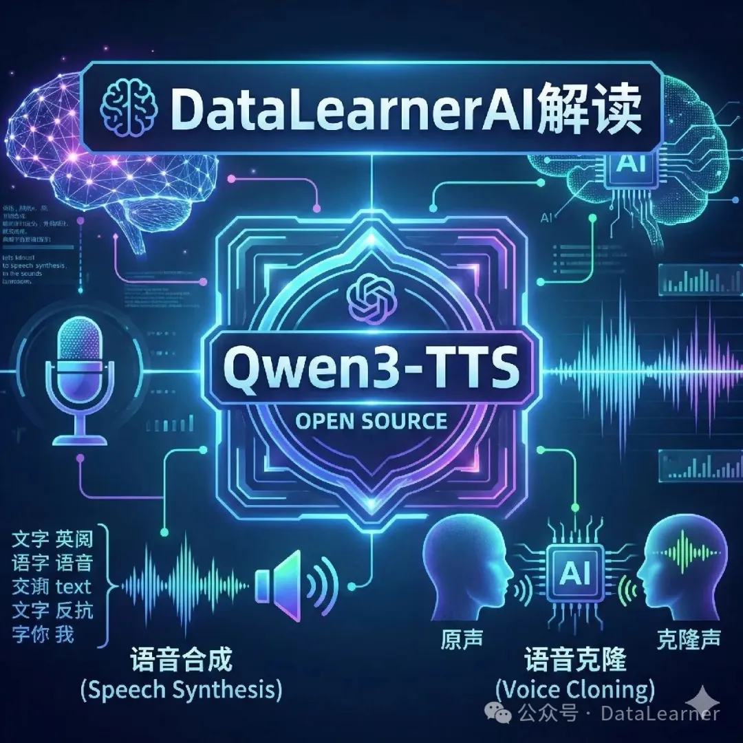阿里通义千问团队首次开源语音合成大模型：Qwen3-TTS：总共5个模型，最小的仅0.6B参数规模，最大1.8B参数