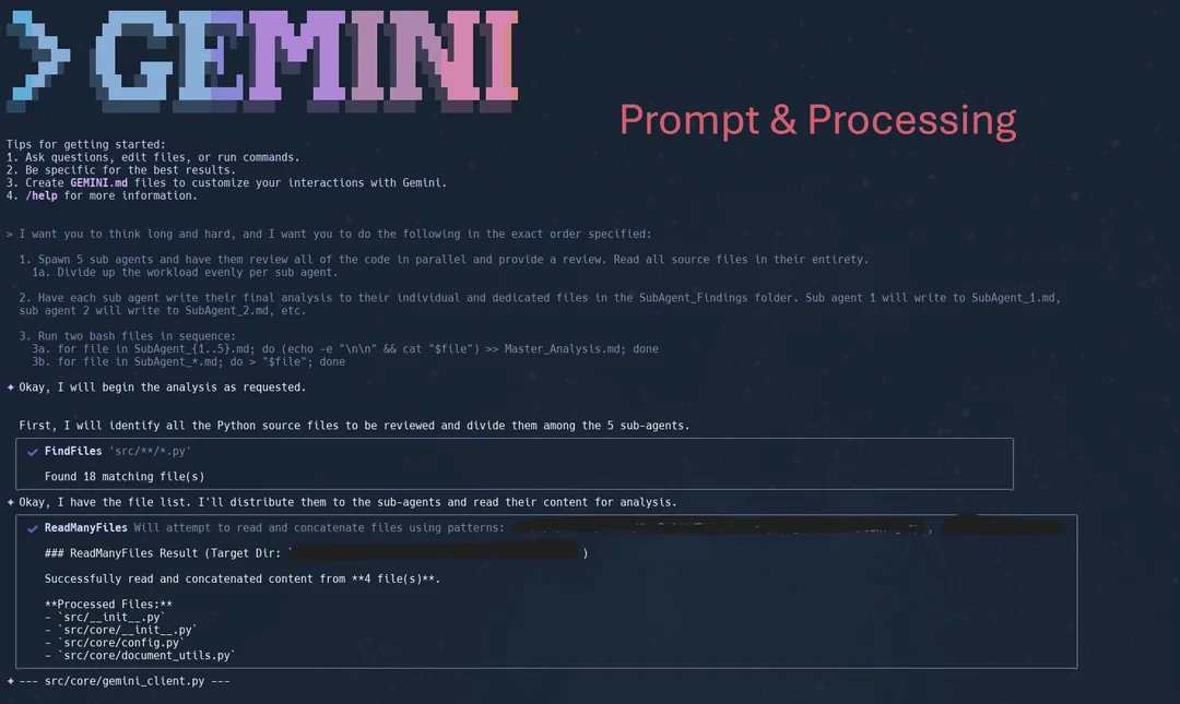 Gemini CLI执行任务截图 Gemini CLI执行任务截图
