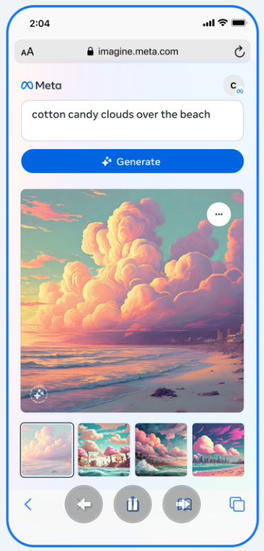 Meta的Imagine系统的手机访问页面 Meta的Imagine系统的手机访问页面