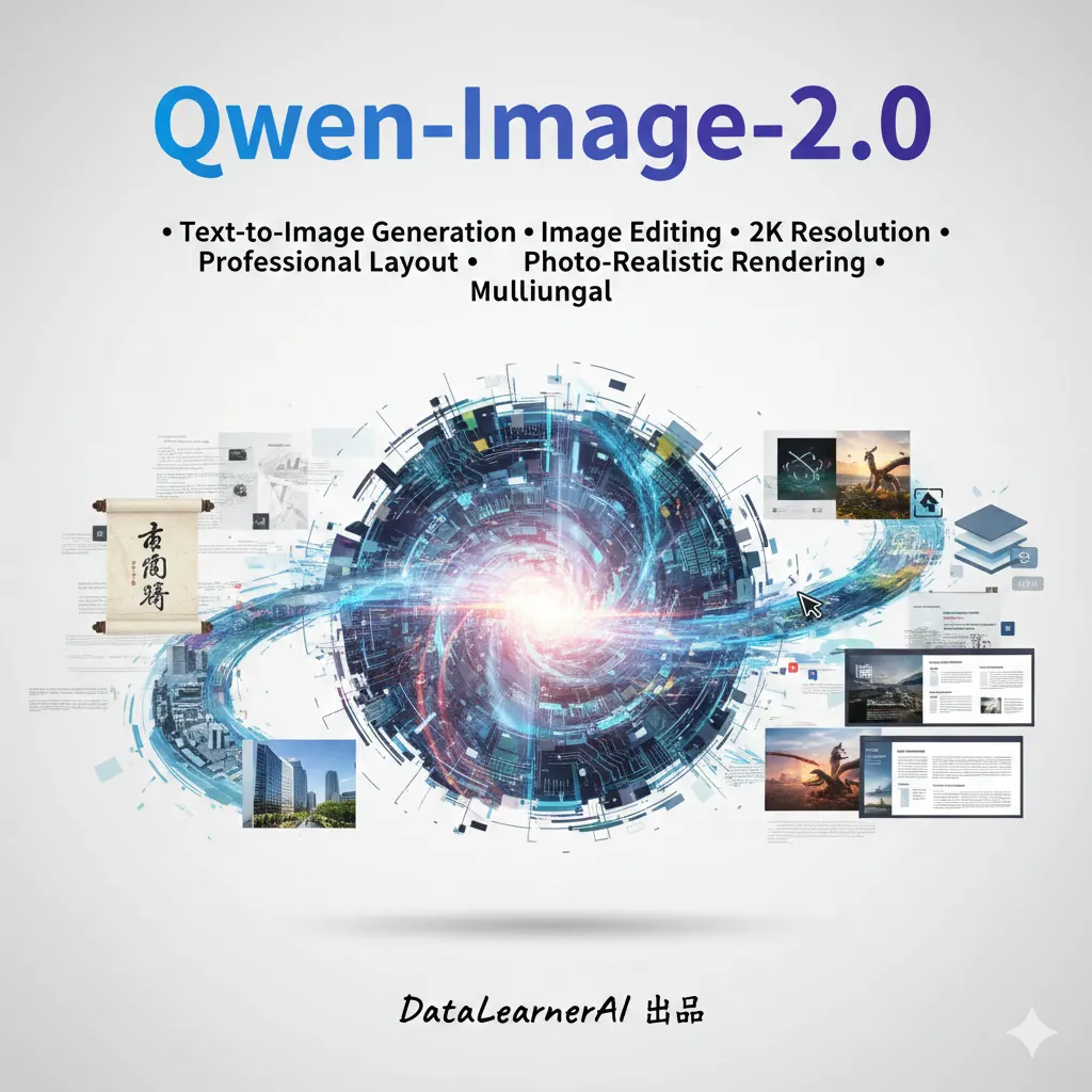 阿里发布第二代图像大模型：Qwen-Image-2.0，融合文本生成图片、图片编辑为一体全球目前排名第三！中文渲染很棒！但不开源~