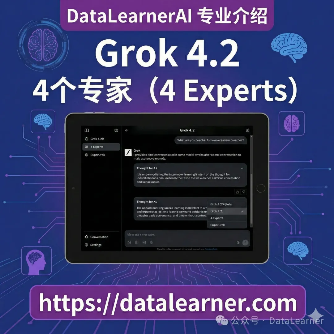 xAI发布Grok 4.2 Beta版本：一个由四个专家组成的专业团队，实测效果目前还可以