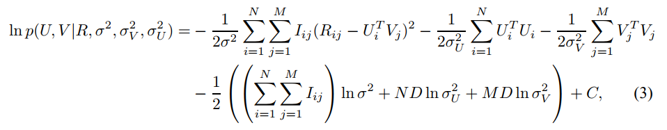 推荐系统之概率矩阵分解的详细推导过程（Probabilistic Matrix Factorization，PMF）